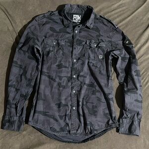 Fox Men's Black Camouflage Shirt Jacket Size L Slim Fit